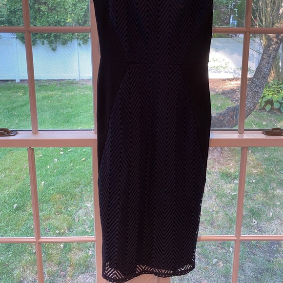Anthropologie black and navy body con midi length dress - Picture 3 of 3